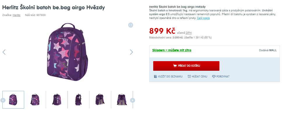 Batoh Herlitz Be.bag airgo, pevný