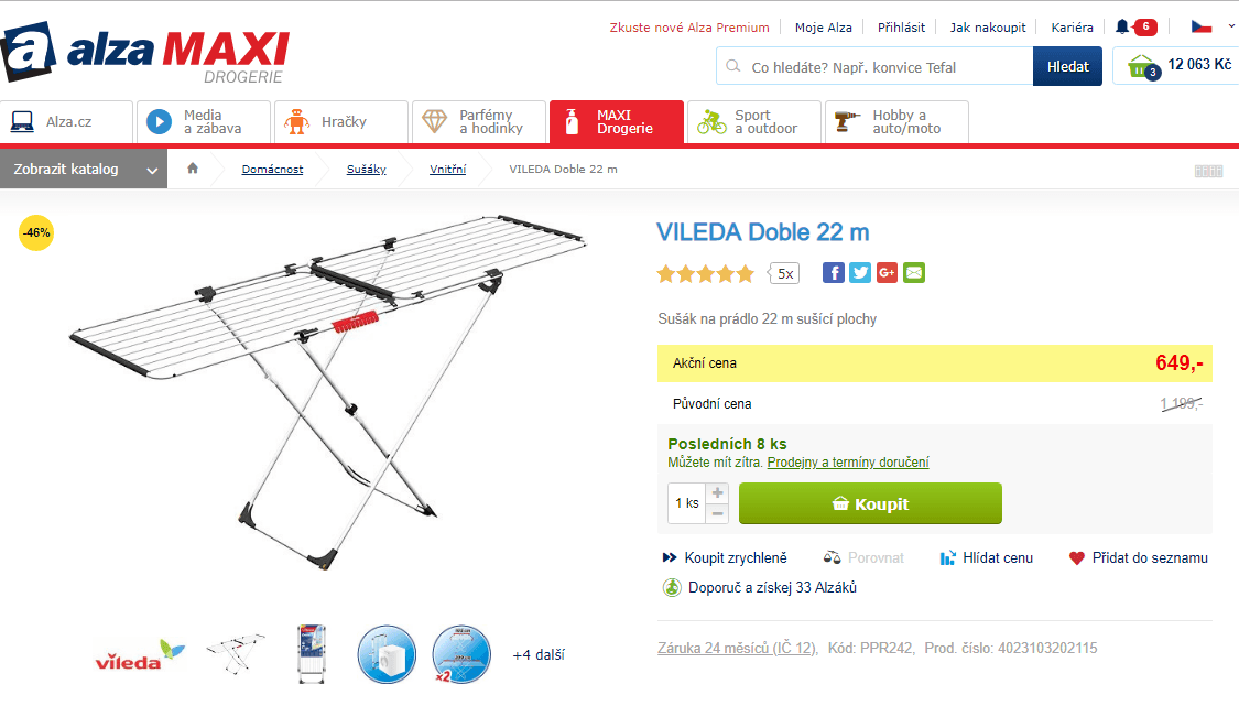 Sušák na prádlo VILEDA Doble 22 m