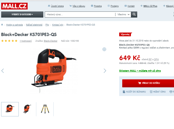 Kmitací pilka Black&Decker, 520W, regulace