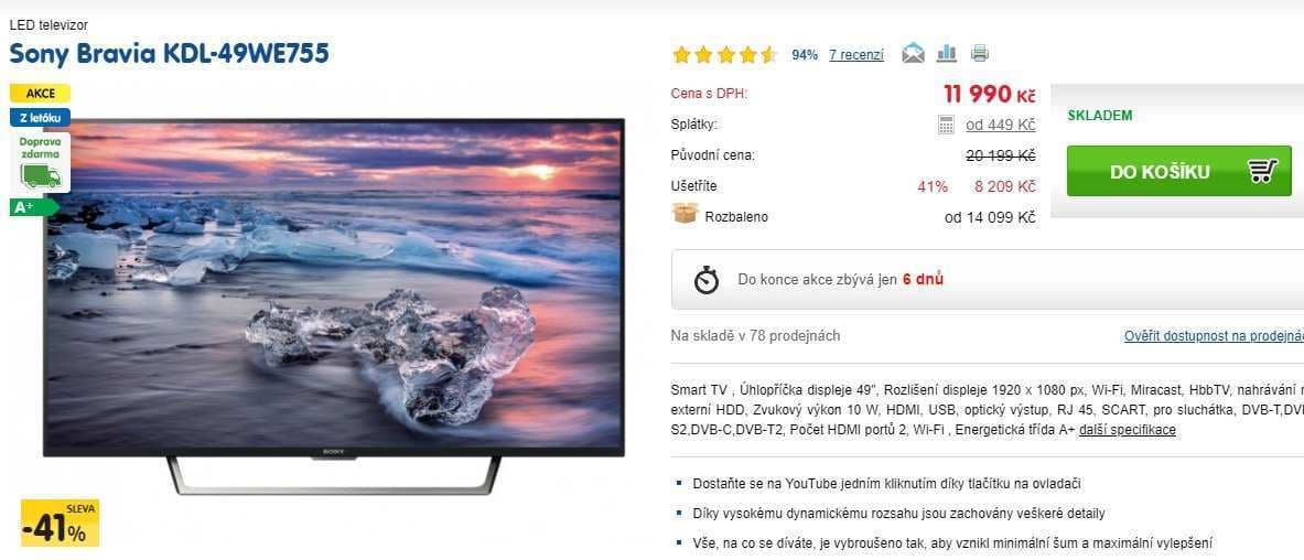 Full HD LED TV, Smart, 123cm, SONY