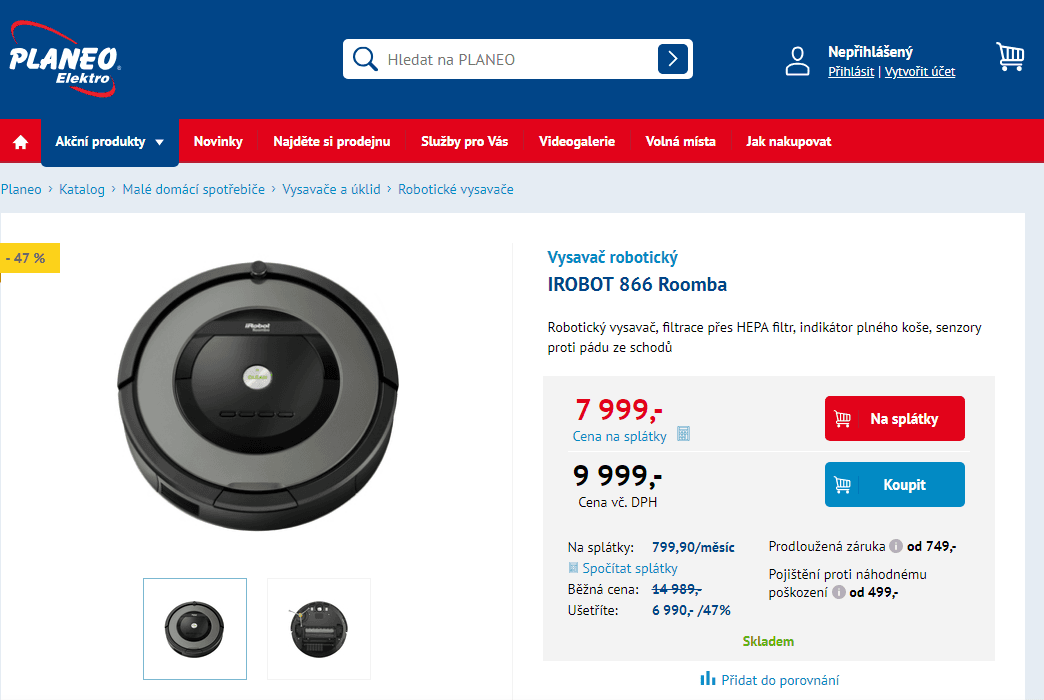 Robotický vysavač Irobot Roomba 866