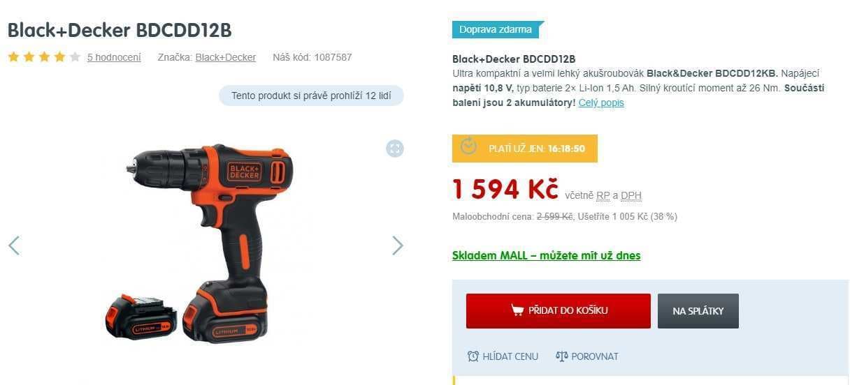 AKU vrtačka/šroubovák Black & Decker