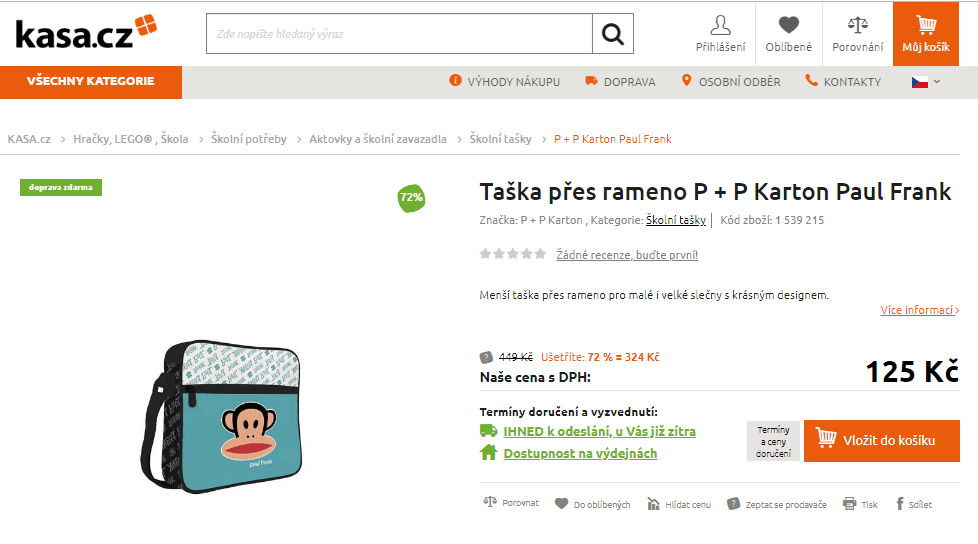 Taška přes rameno P + P Karton Paul Frank