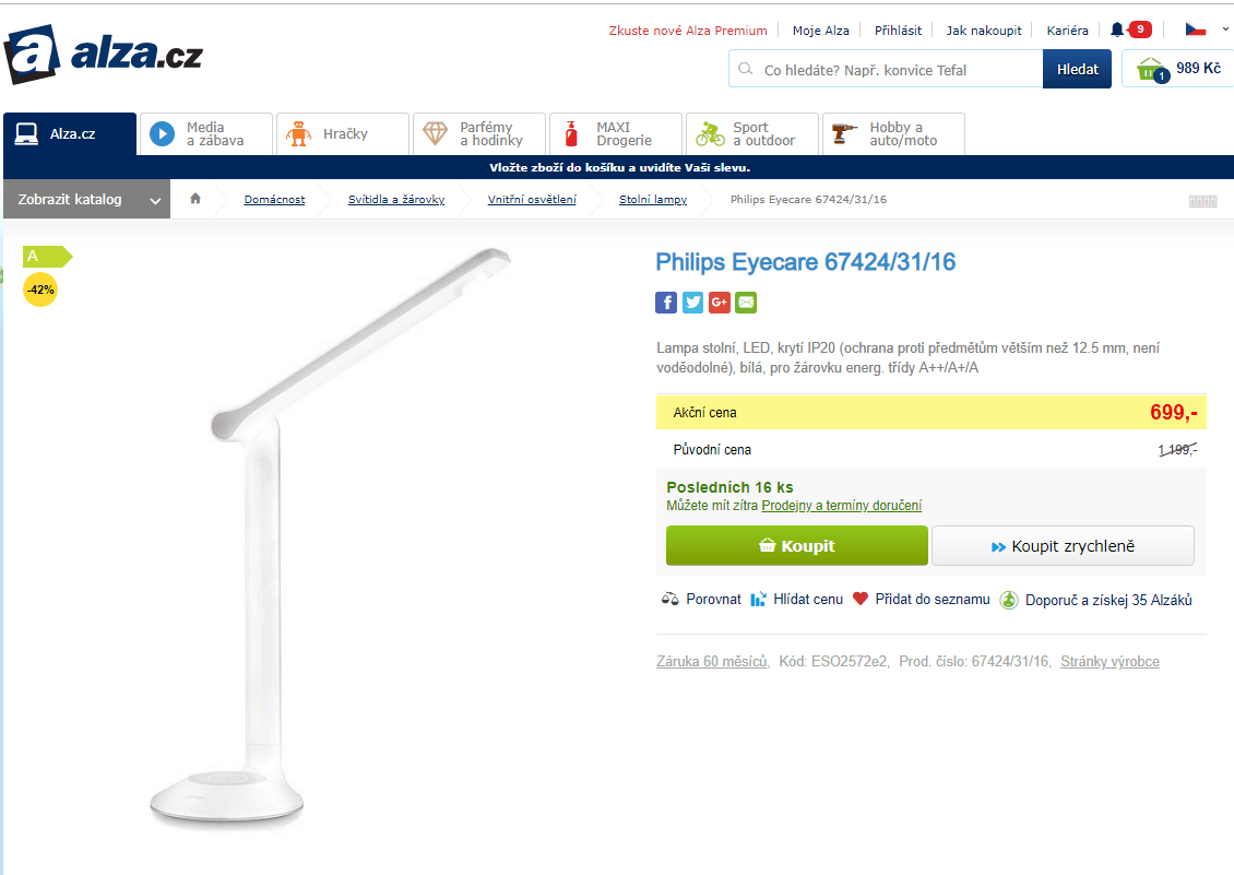 Lampa stolní, LED, Philips Eyecare 