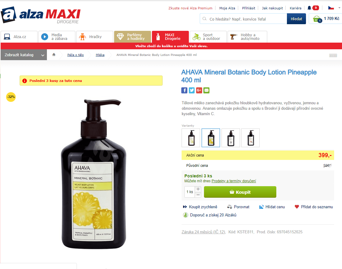 Tělové mléko AHAVA Mineral Botanic 400 ml