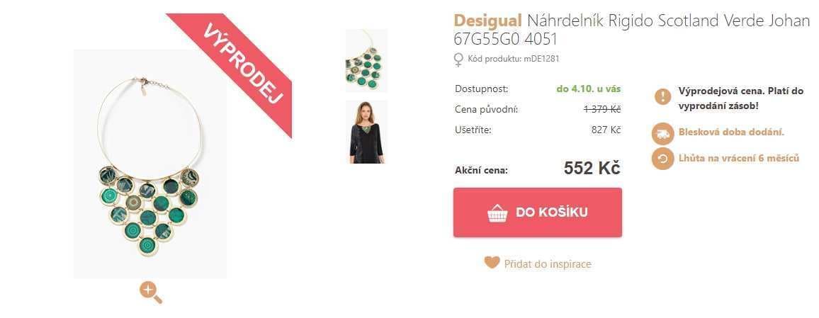 Náhrdelník Desigual Rigido Scotland Verde Johan 