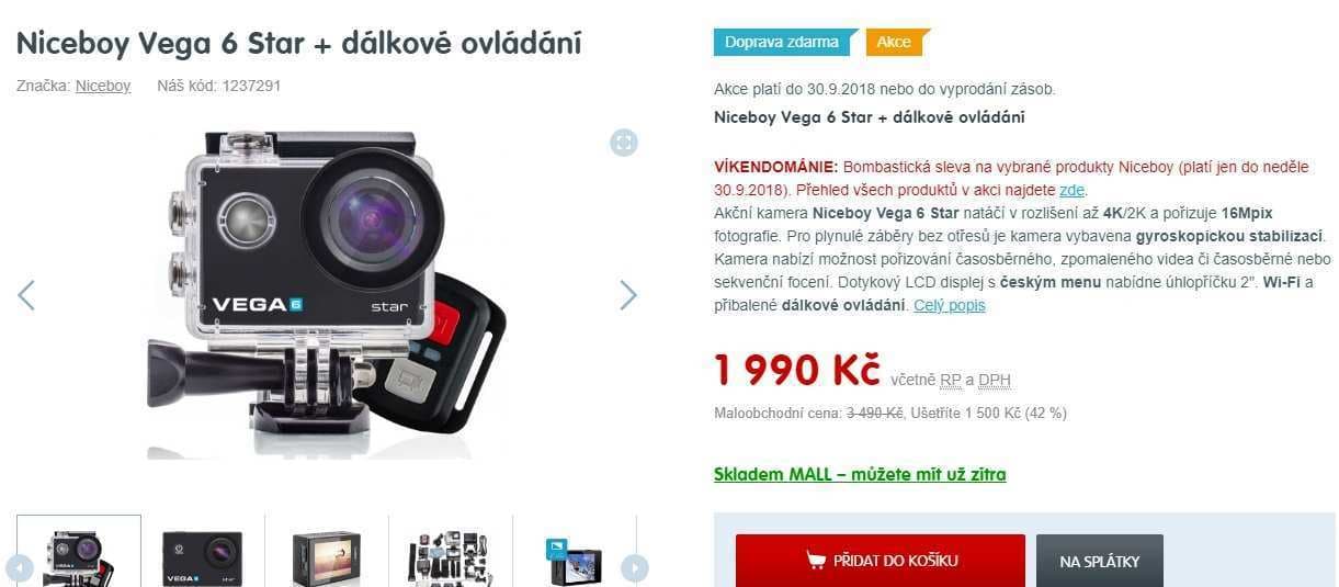 Akční kamera Niceboy VEGA 6 star