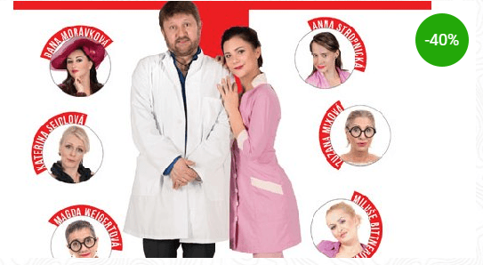 Lístek na komedii Doktor v nesnázích