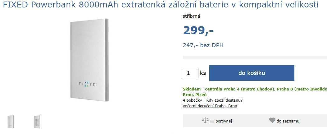 Kompaktní powerbanka Fixed Zen 8000mAh