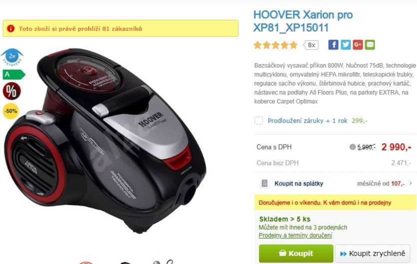 Bezsáčkový vysavač HOOVER XP Xarion Pro