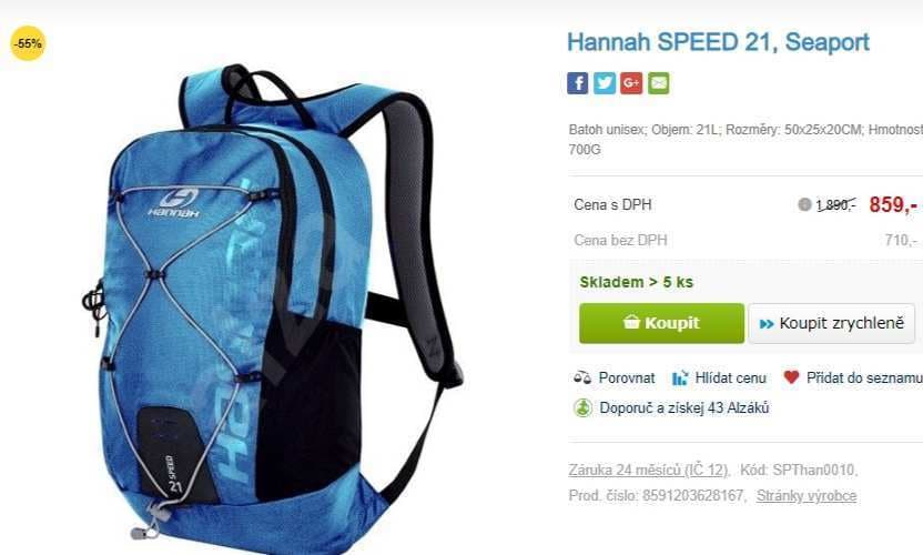 Sportovní batoh Hannah SPEED 21l., Seaport
