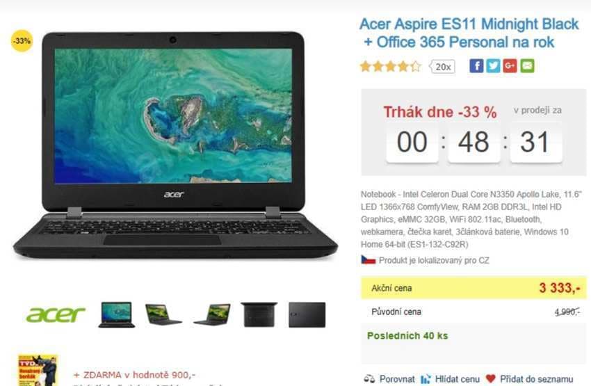 Acer, 2,4 GHz, 2 GB RAM, 11,6", 1,25kg