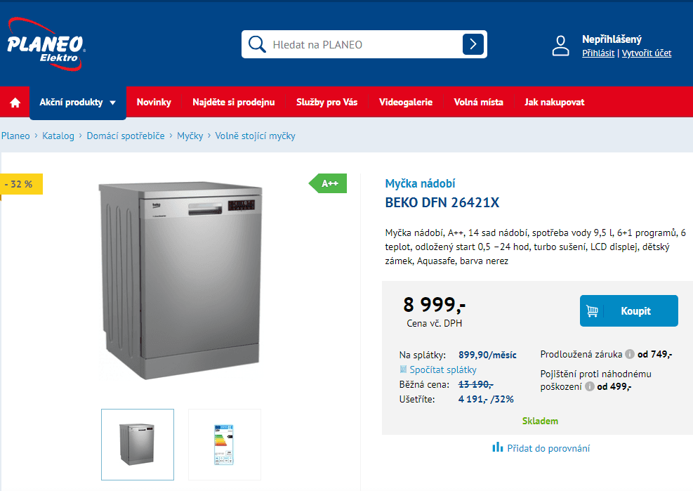 Myčka nádobí Beko, 14 sad, A++, nerez
