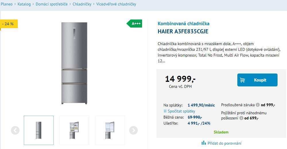 Lednice Haier, no frost, A+++, 190 cm
