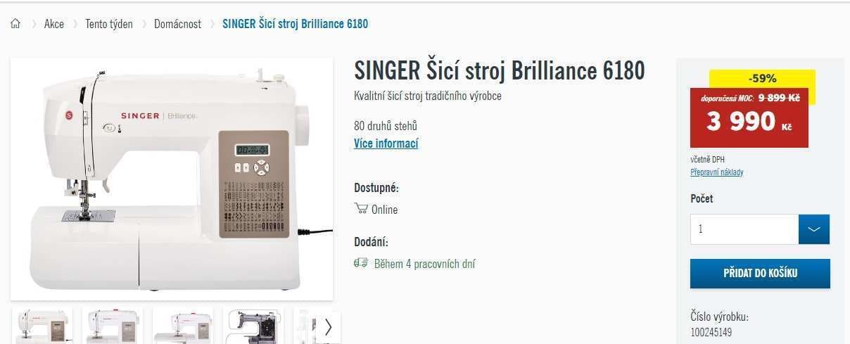 Šicí stroj Singer Brilliance 6180