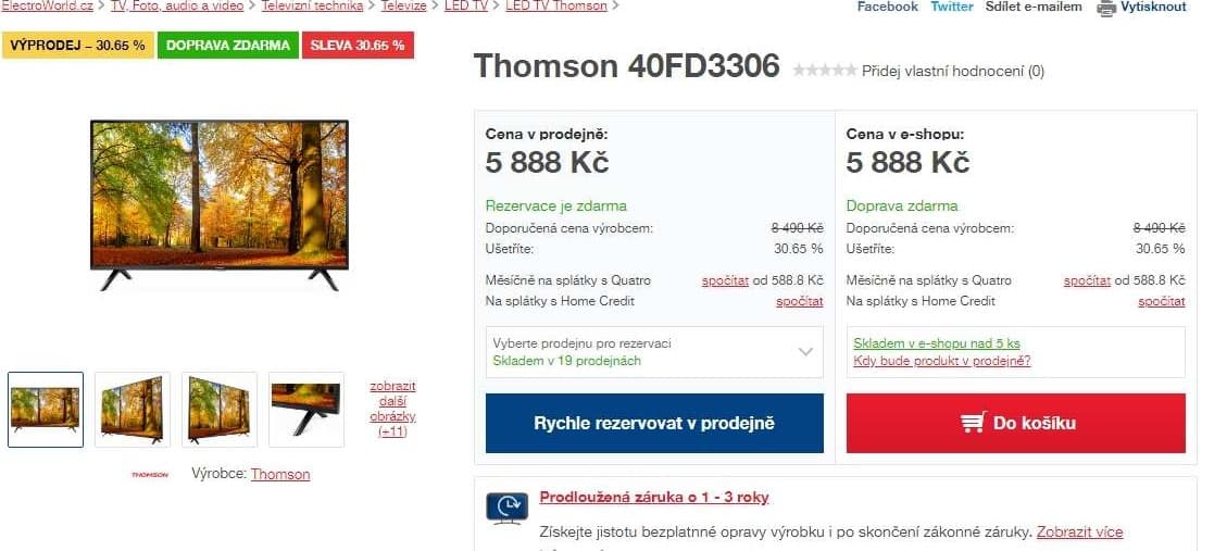 Full HD LED TV, 100 cm, Thomson