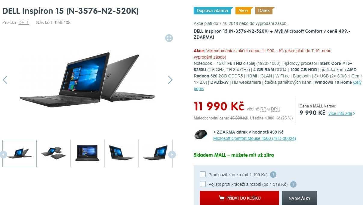 Dell, i5 3,4GHz, 4GB RAM, 2GB grafika, 15,6"