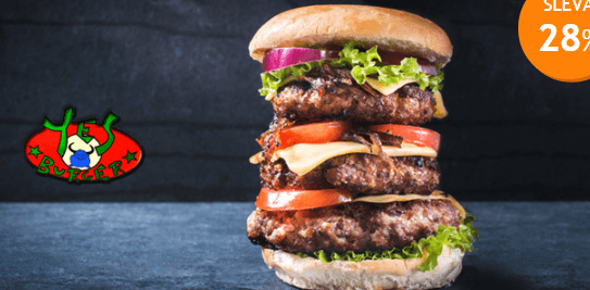 Obří hovězí burger menu 