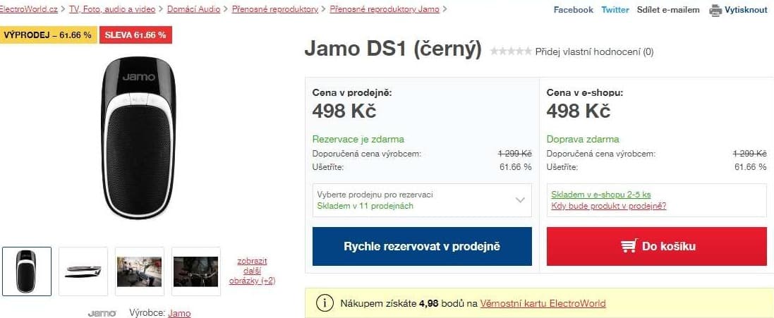 Bluetooth reproduktor Jamo DS1