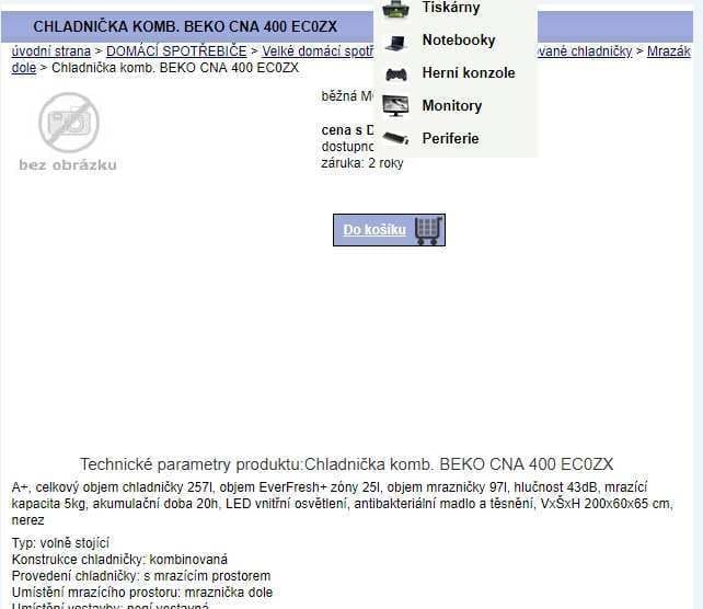 Lednice Beko CNA 400 EC0ZX 