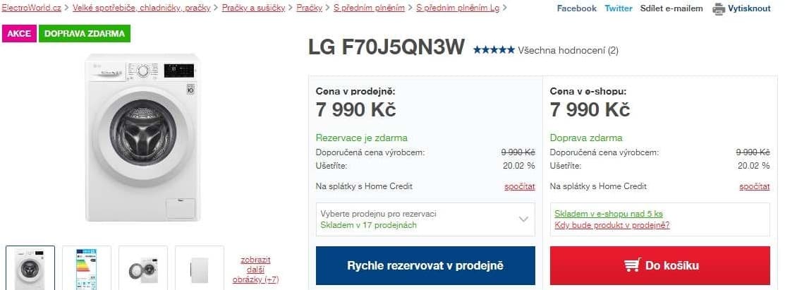 LG, 7kg, 1000 ot., A+++, NFC