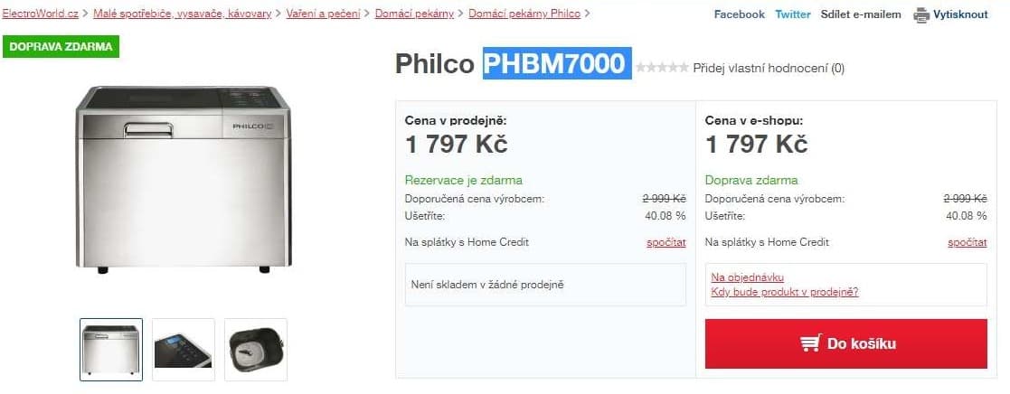 Domácí pekárna Philco 