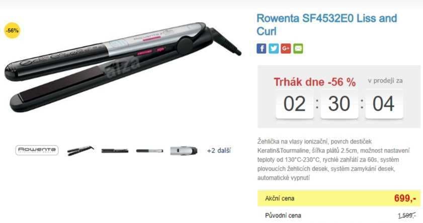 Žehlička na vlasy Rowenta, ionty, Keratin