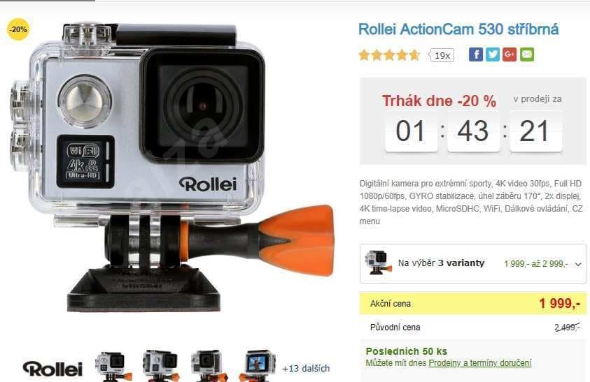 Akční kamera Rollei, 4K, Wifi, stabilizace