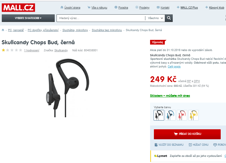 Sportovní sluchátka Skullcandy Chops Bud 