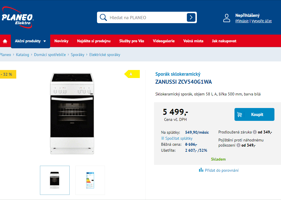 Sporák sklokeramický Zanussi, šířka 50 cm