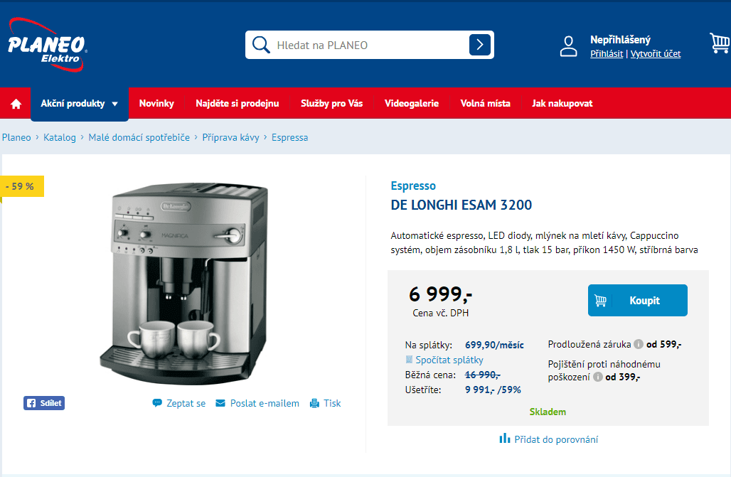 Automatické espresso DeLonghi ESAM 3200