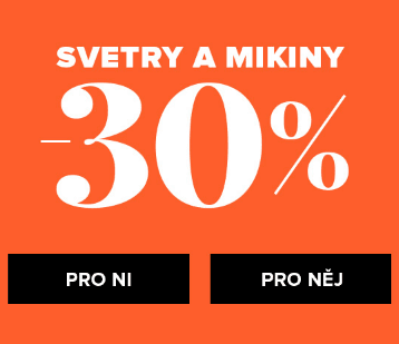 Sleva 30% sleva na svetry a mikiny