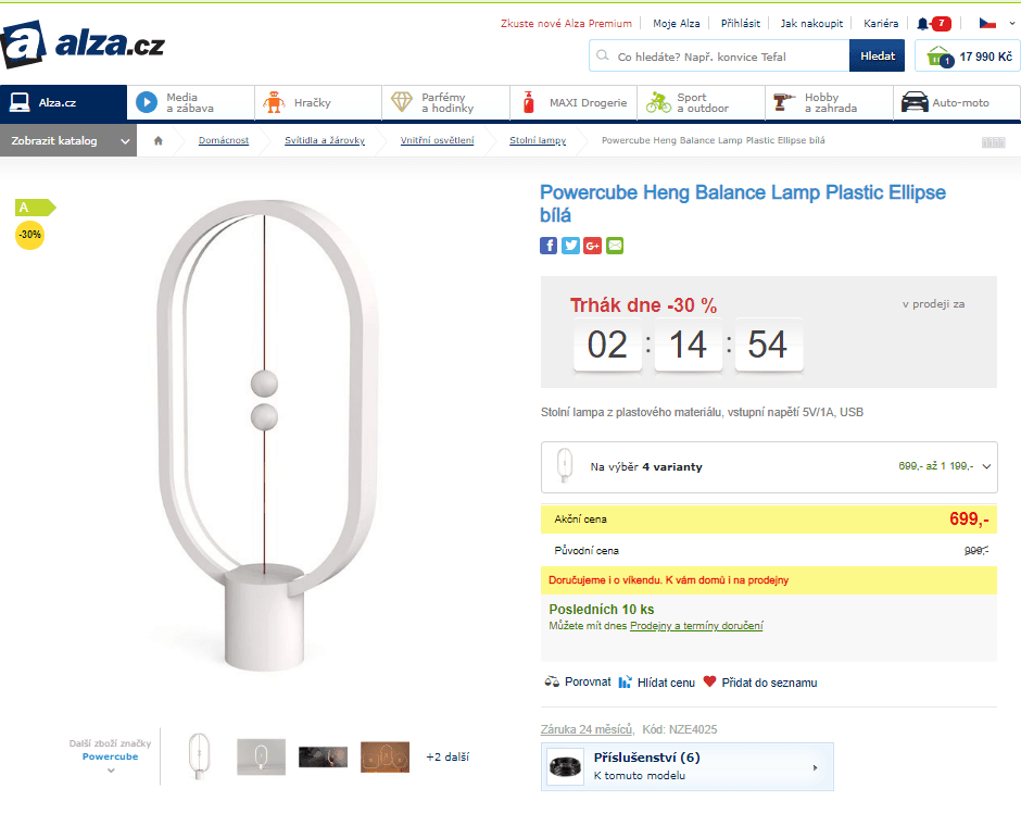 Stolní lampa Powercube bílá