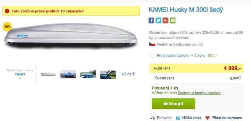 Střešní box Kamei Husky M - 300 litrů