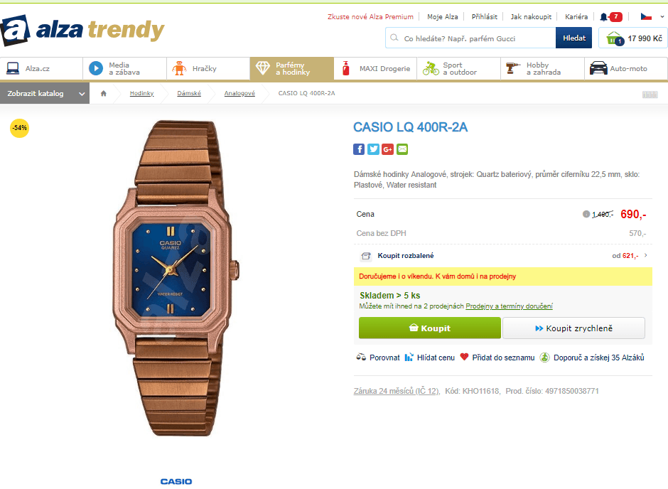 Dámské hodinky Casio LQ 400R-2A