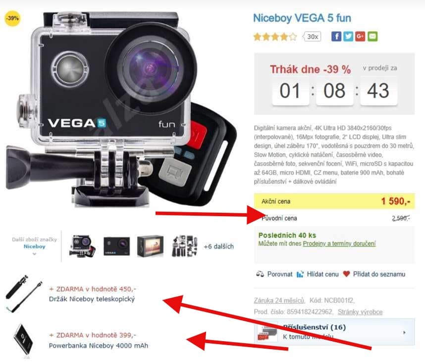 Akční kamera Niceboy VEGA 5 Fun + ovladač