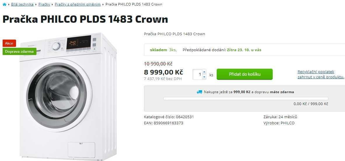 Philco, 8kg, 1400 ot., A+++