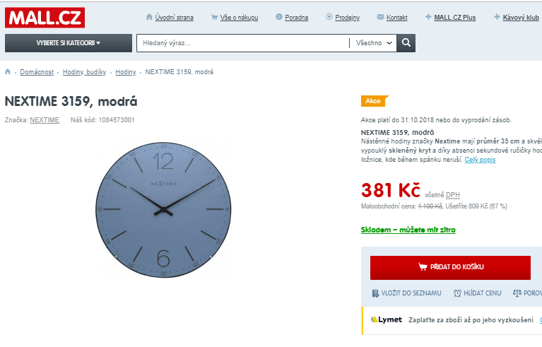 Nástěnné hodiny Nextime modré, 35 cm