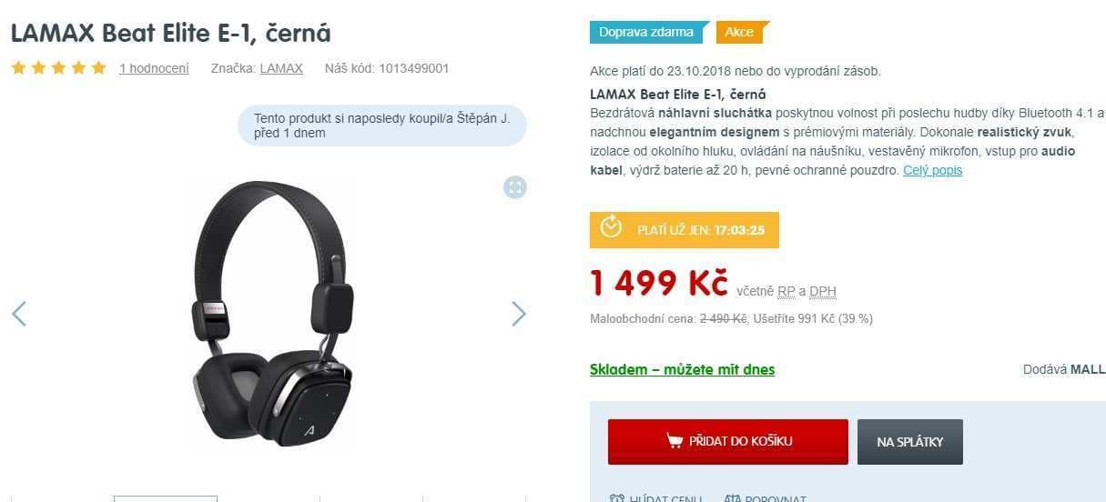 Bezdrátové sluchátka LAMAX Elite E-1 