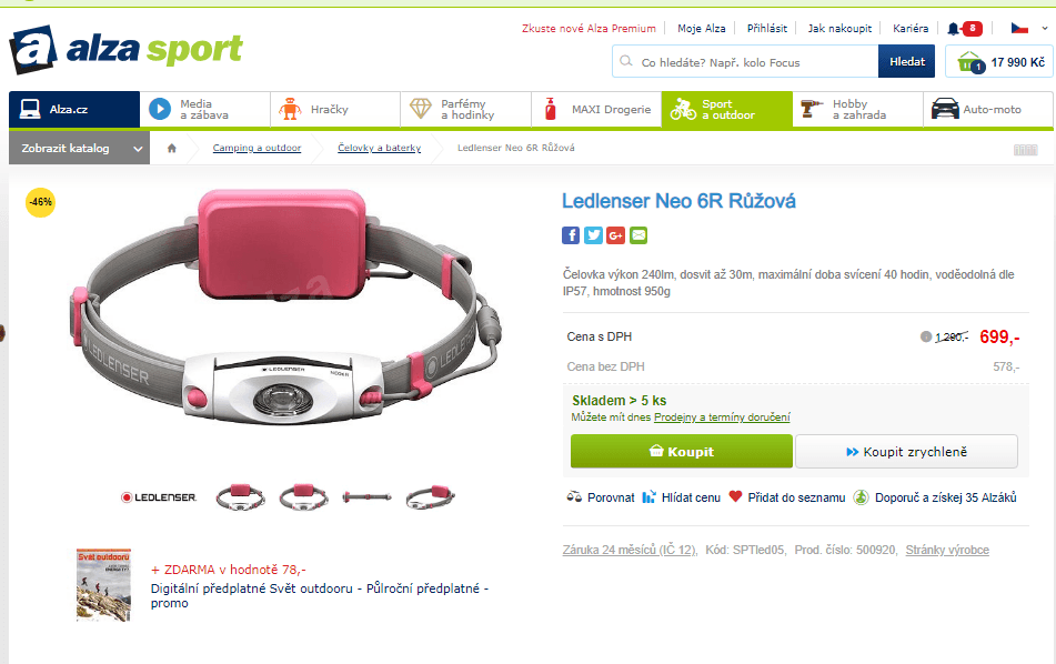 Čelovka Ledlenser Neo 6R Růžová
