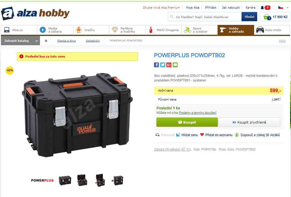 Kufr na nářadí vodotěsný Powerplus