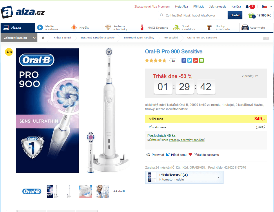 El. kartáček Braun Oral-B PRO 900 SENSI