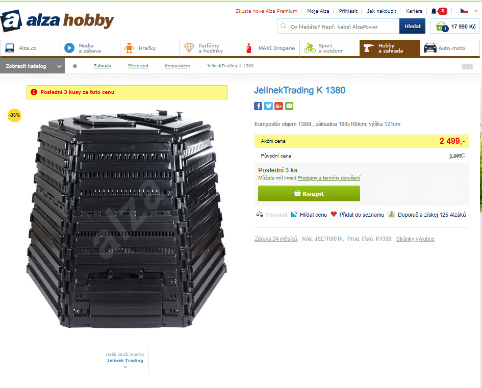 Kompostér JelínekTrading, objem 1380L
