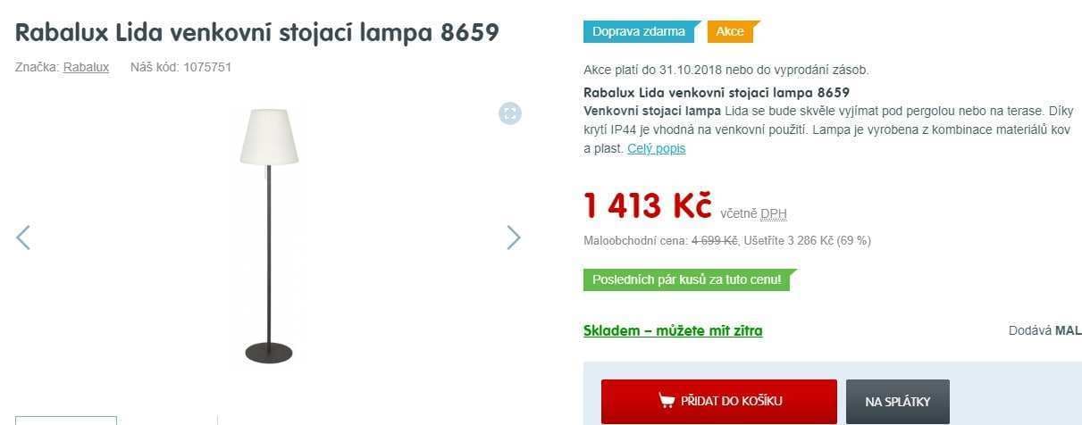 Venkovní lampa Rabalux, 1,5 metru