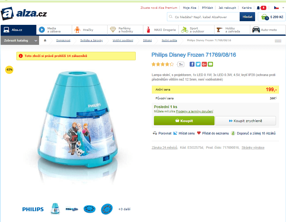 Lampa s projektorem Frozen