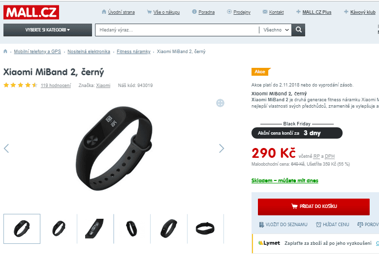 Fitness náramek Xiaomi MiBand 2