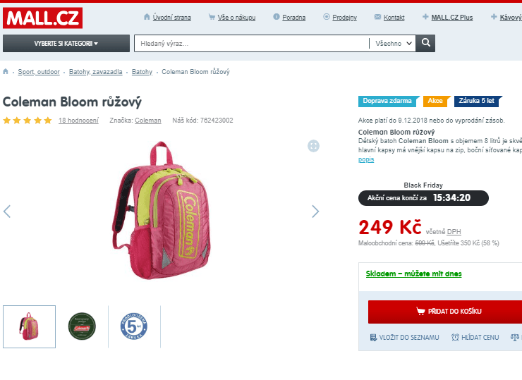 Dětský batoh Coleman Bloom růžový