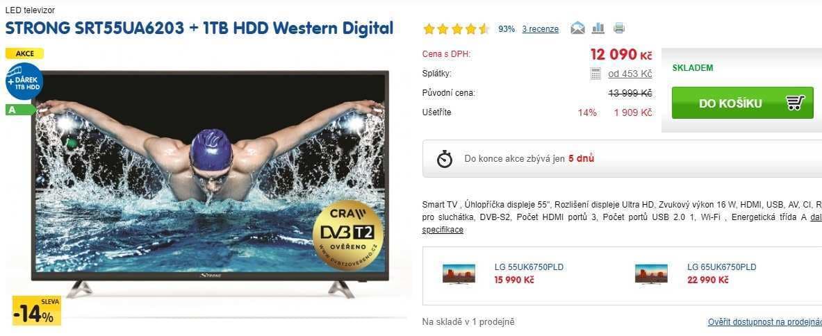 Ultra HD TV, HDR, Smart, 139 cm, Strong