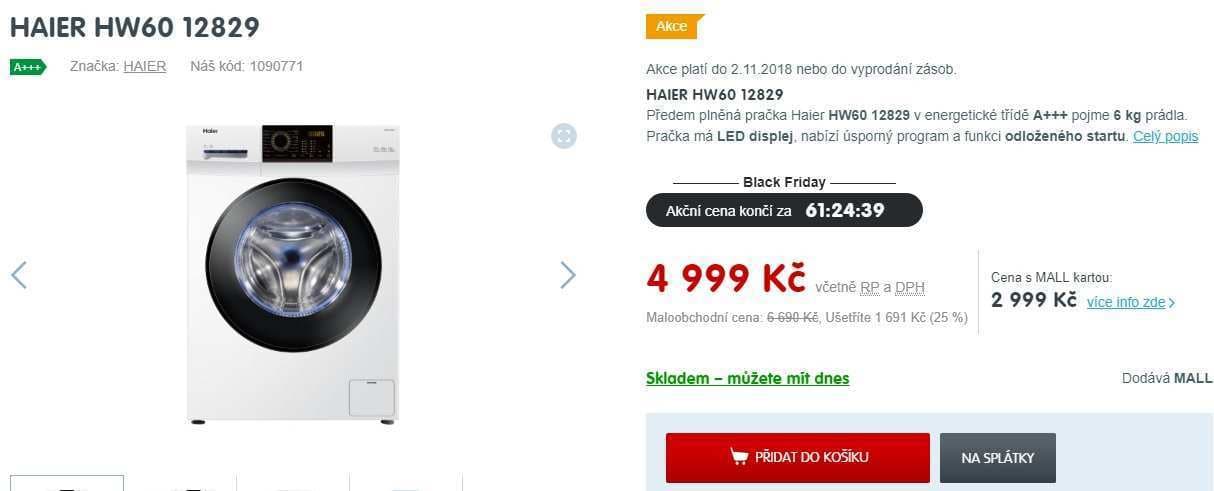 Pračka Haier, 6kg, A+++, 1200 ot.
