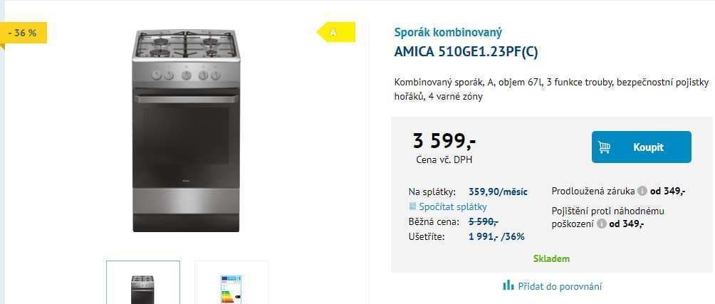 Kombinovaný sporák Amica, stříbrná